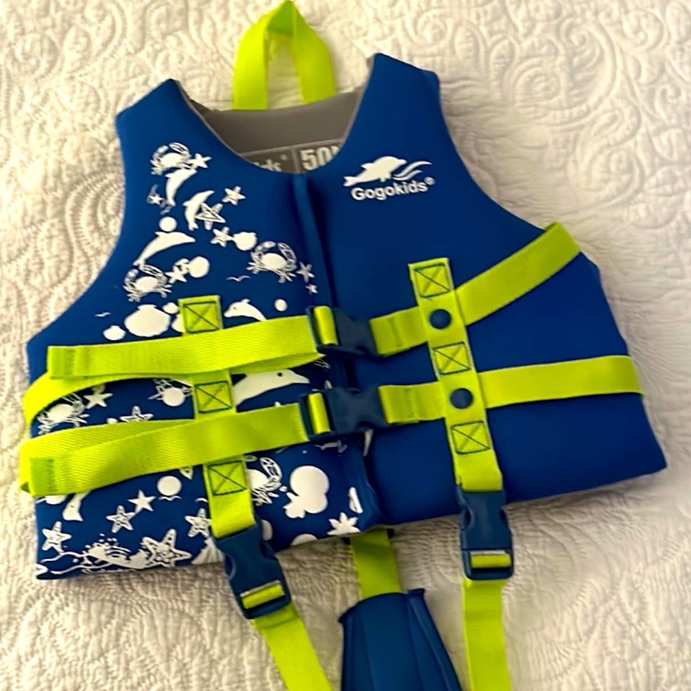 Gogokids Swim Vest Kids Life Jacket Boys/Girls Blue 50N Floatation Type III PFD